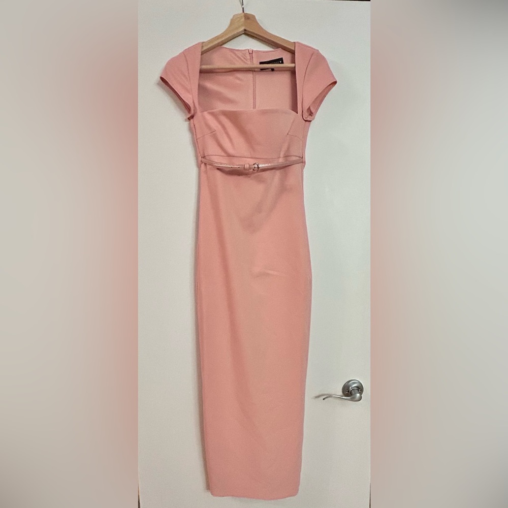 Zara Pink Midi Dress with Belt Detail